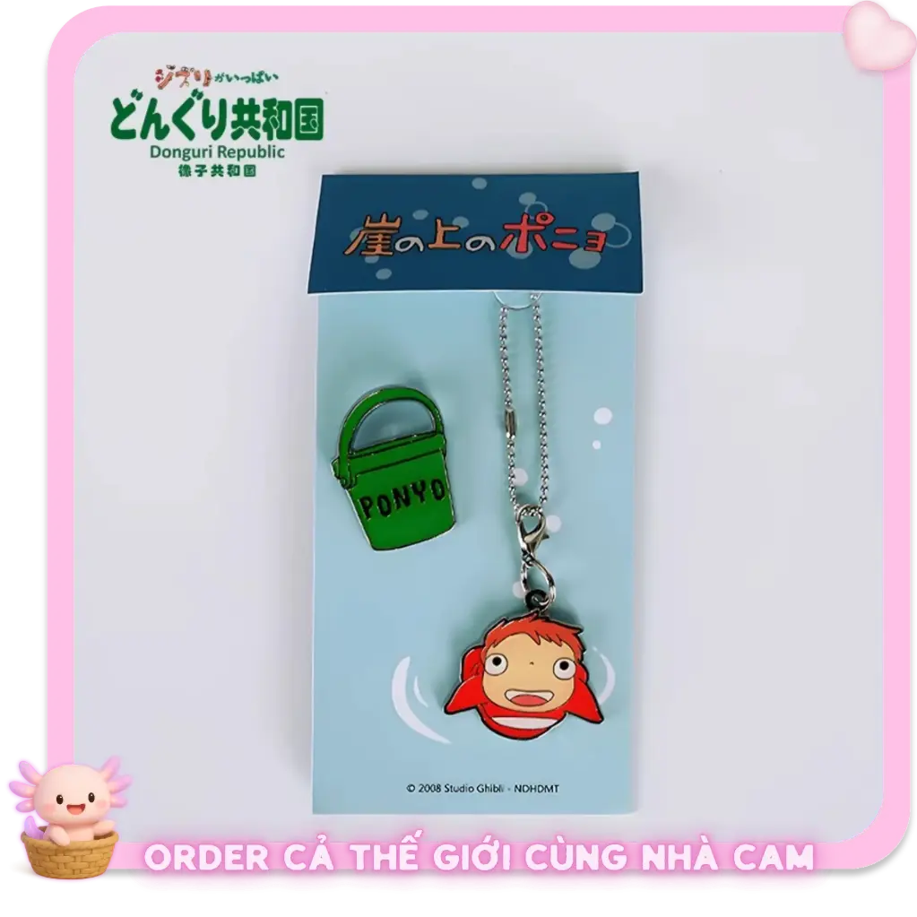 [HÀNG CHÍNH HÃNG] Set Huy Hiệu & Móc Khoá Ponyo, Phụ Kiện Studio Ghibli Official từ Donguri Republic