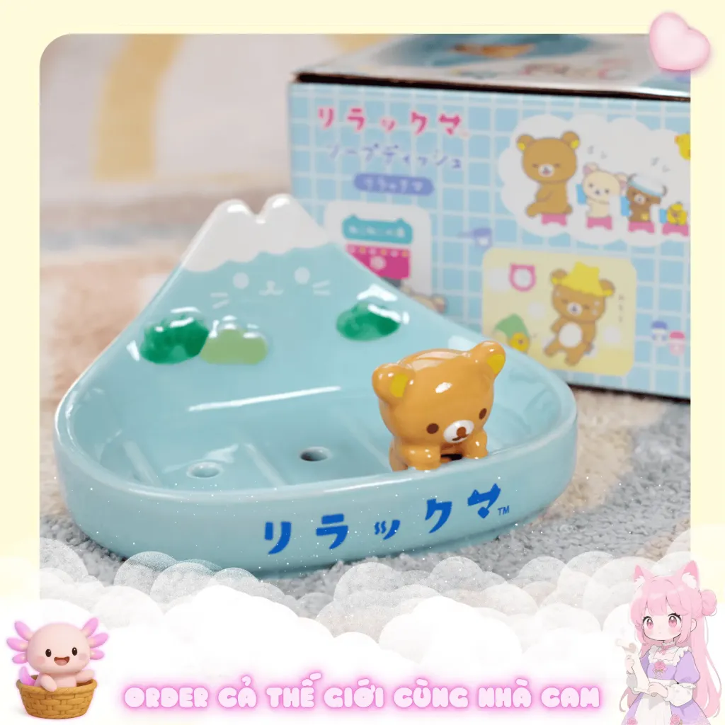 Hộp đựng xà phòng gốm Rilakkuma & Núi Phú Sĩ – Phong cách Nhật Bản dễ thương