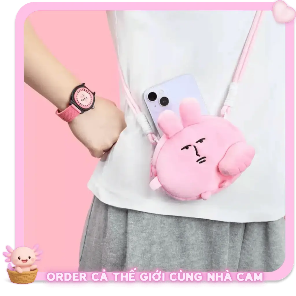 [HÀNG CHÍNH HÃNG] Túi Đeo Chéo Điện Thoại Thú Bông Thỏ Hồng 'Đấm Bốc' My Friend, Túi Mini Kẹp Lưng Độc Lạ, Tạp Quá Nhà Cam