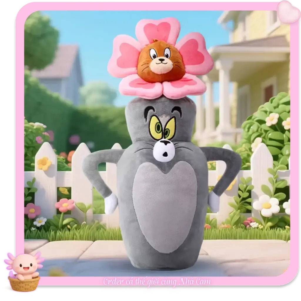 [HÀNG CHÍNH HÃNG] Gấu Bông Tom và Jerry 2in1, Hộp Bút/Lọ Hoa Tom Jerry 50cm, Hàng Chính Hãng HUGKIS, Tạp Quá Nhà Cam