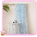 Rèm Voan Hoa 3D Xanh Pastel, Vải Voan Treo Cửa Sổ Decor Phòng Ngủ Theo Yêu Cầu, Tạp Quá Nhà Cam