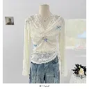 Fairy Bow Knit – Áo Rút Nhún Cổ Tim Phối Nơ Siêu Yêu