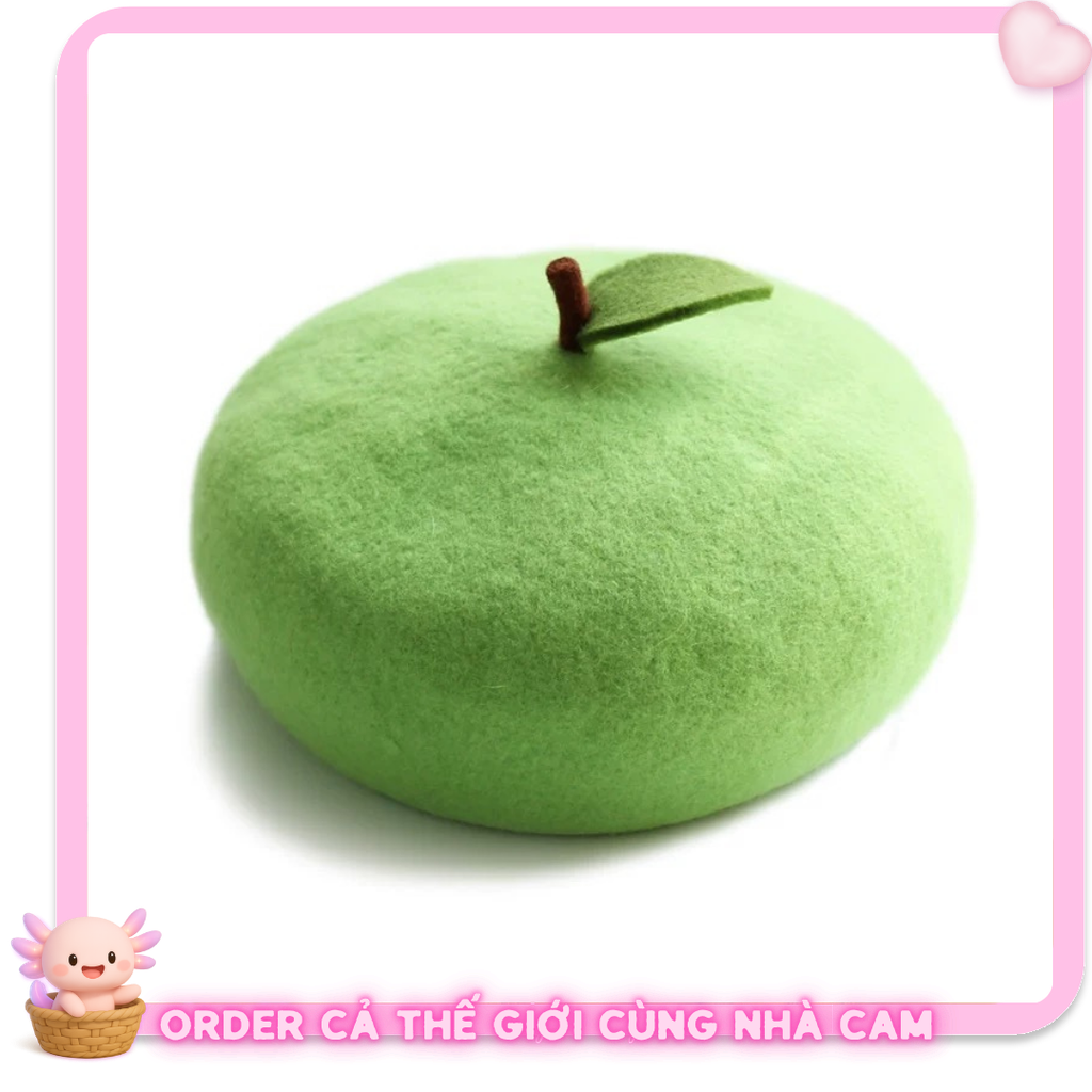 Mũ Beret Len Dạ Hình Trái Cây, Mũ Họa Sĩ Vintage Ulzzang, Hàng Thủ Công, Tạp Quá Nhà Cam