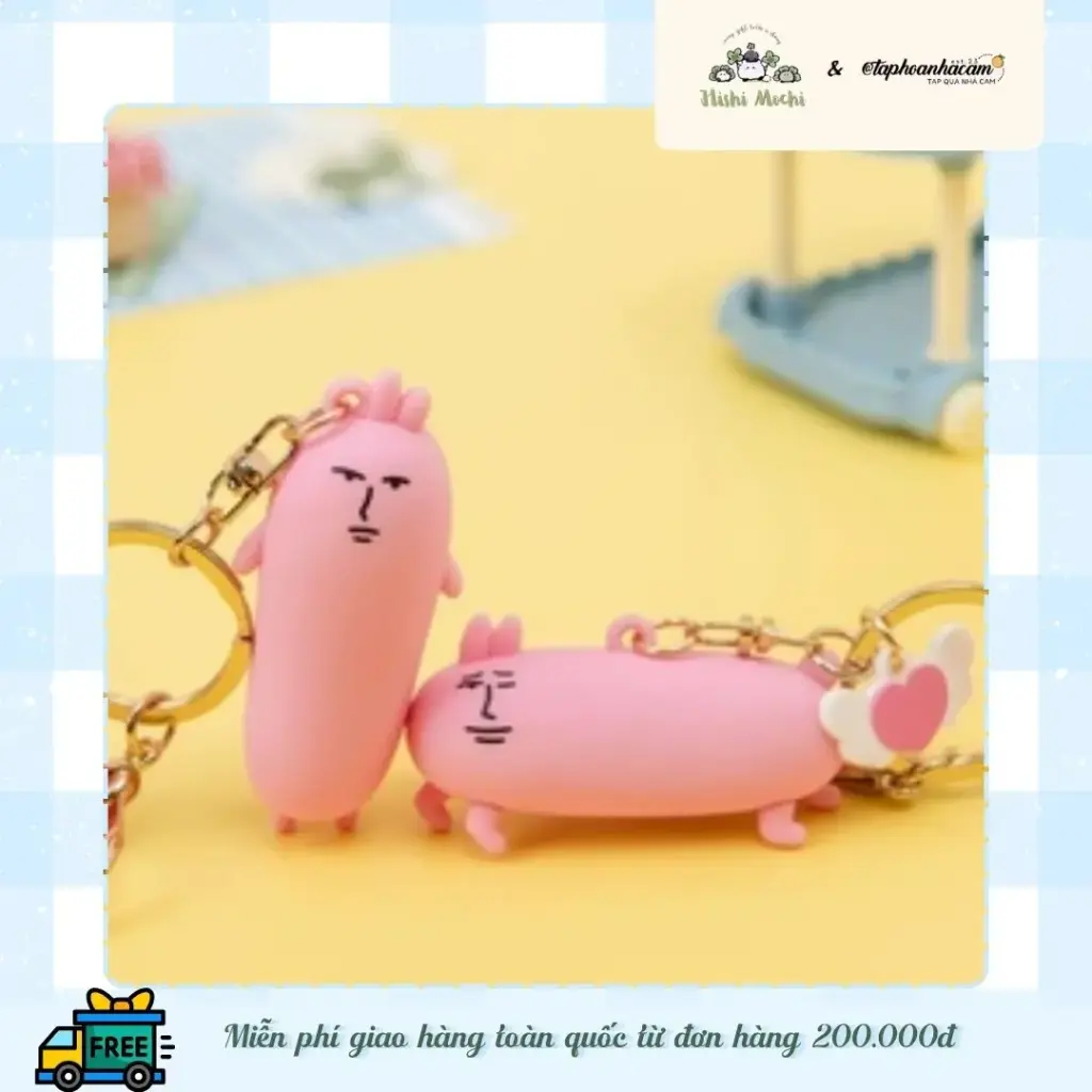 Móc Khoá Thỏ Hồng Tấu Hài – My Friend Rabbit Silicon Mặt Ngơ Cute