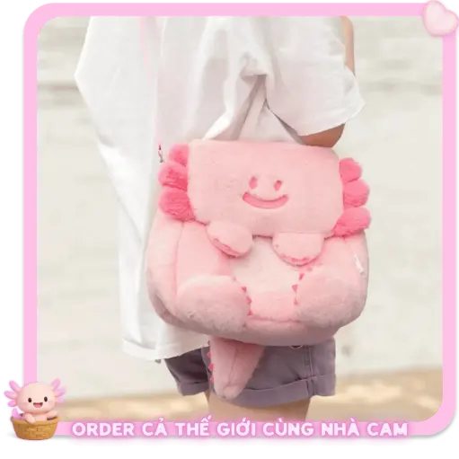 Túi Đeo Chéo Lông Cute Hình Thú (Axolotl, Rái Cá), Balo Mini Đa Năng, Phụ Kiện Độc Lạ, Tạp Quá Nhà Cam