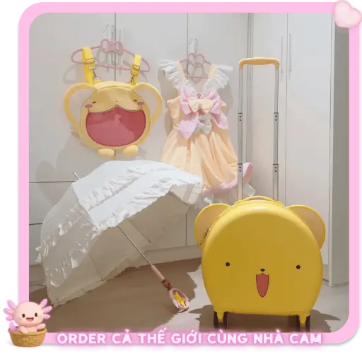 Vali Kéo Kero-chan 20 inch, Vali Thủ Lĩnh Thẻ Bài (Cardcaptor Sakura), Vali Xách Tay Sân Bay Siêu Cute, Tạp Quá Nhà Cam