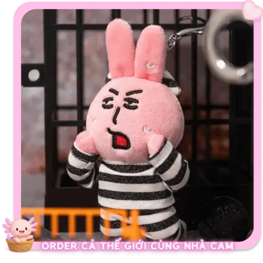 [HÀNG CHÍNH HÃNG] Móc Khoá Thú Bông Thỏ Hồng 'Vượt Ngục' My Friend, Phụ Kiện Balo Cá Tính, Dễ Thương, Độc Lạ, Tạp Quá Nhà Cam