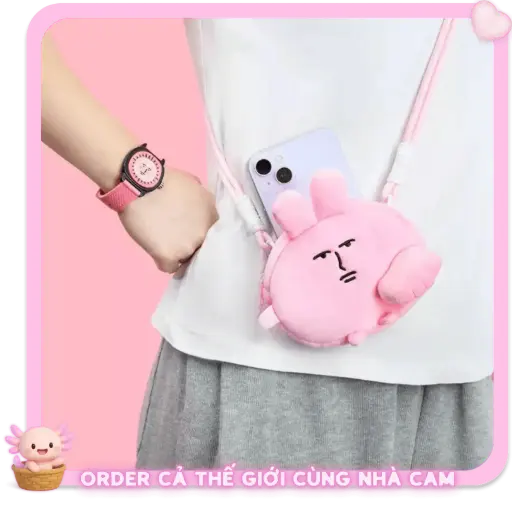 [HÀNG CHÍNH HÃNG] Túi Đeo Chéo Điện Thoại Thú Bông Thỏ Hồng 'Đấm Bốc' My Friend, Túi Mini Kẹp Lưng Độc Lạ, Tạp Quá Nhà Cam