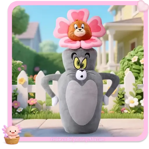 [HÀNG CHÍNH HÃNG] Gấu Bông Tom và Jerry 2in1, Hộp Bút/Lọ Hoa Tom Jerry 50cm, Hàng Chính Hãng HUGKIS, Tạp Quá Nhà Cam