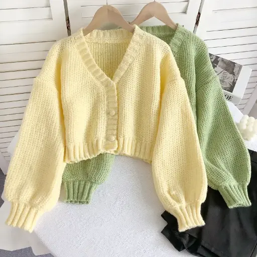 Áo Len Lemon Daze Dáng Baby Doll Màu Vàng Pastel