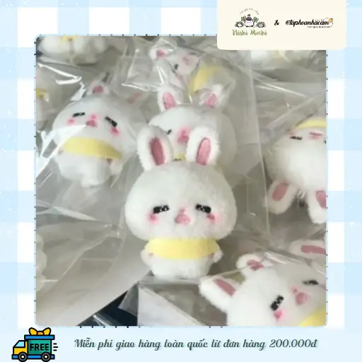 Móc Khóa Gấu Bông Mini Thỏ Ngơ – Dễ Thương Chuẩn INS, Phối Túi Cực Xinh