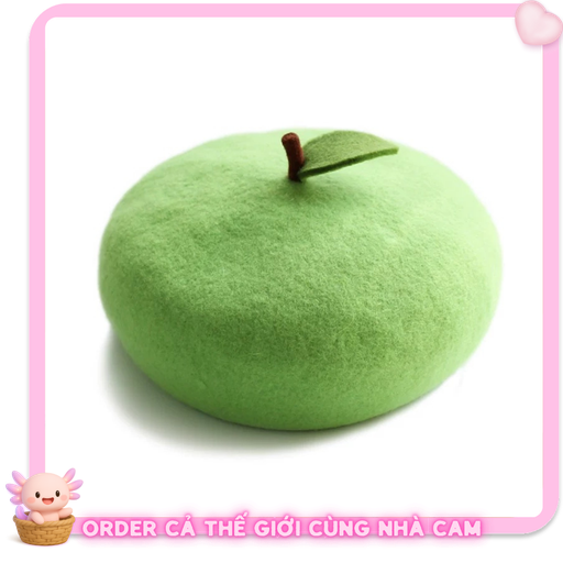 Mũ Beret Len Dạ Hình Trái Cây, Mũ Họa Sĩ Vintage Ulzzang, Hàng Thủ Công, Tạp Quá Nhà Cam