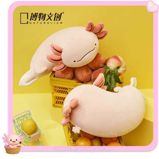 [HÀNG CHÍNH HÃNG] Gấu Bông Kỳ Giông Axolotl Khủng Long 6 Sừng 28cm, Hàng Chính Hãng Viện Bảo Tàng Địa Lý Quốc Gia, Tạp Quá Nhà Cam