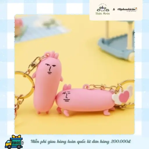 Móc Khoá Thỏ Hồng Tấu Hài – My Friend Rabbit Silicon Mặt Ngơ Cute